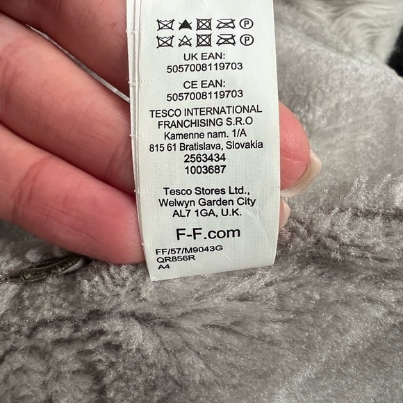 𝅺F&F Coat Faux Fur & Suede Light Gray Aviator Style - Picture 6 of 9